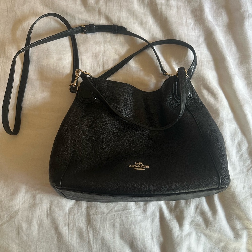 Coach Black Pebbled Leather Shoulder Bag